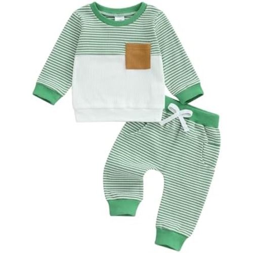 CIYCUIT Toddler Baby Boy Outfits Striped Sweatshirt Pants Clothes Set