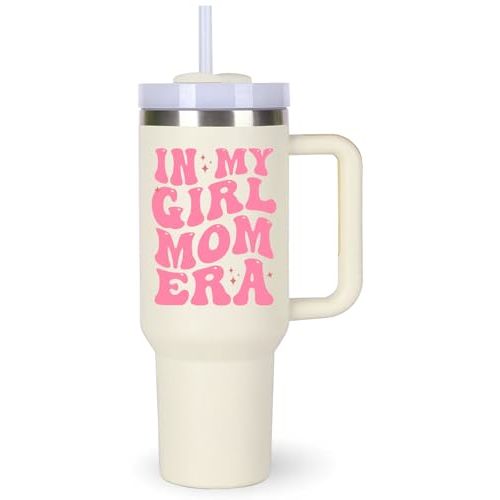 momocici Girl Mom Cup Tumblers Gifts.40oz In My Girl Mom Era Tumbler with Handle.40oz Birthday Christmas Mothers Day Gifts for Girlmom.