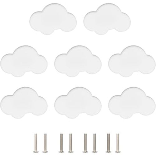 VIDELLY 8 Pieces Soft Rubber Knobs, Cartoon Cabinet Door Knobs Kids Dresser Knobs Handle for Children Room Drawer Closet, White