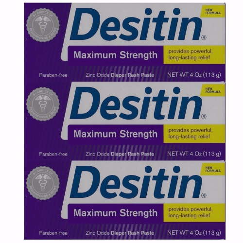 3 PACK - Desitin Maximum Strength Paste Zinc Oxide Diaper Rush 4 Oz. each