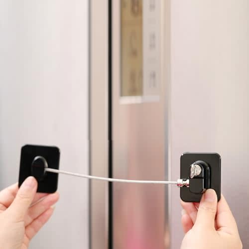 YEYA Refrigerator Lock with French Lock 2 Pack with Key, Mini Fridge Lock for Kids, Child Safety Cabinet Doors Latch