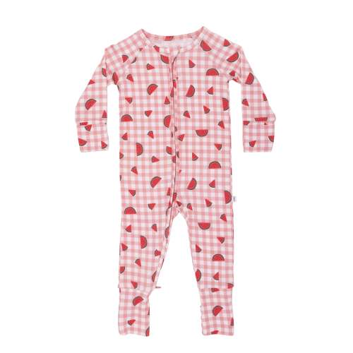 Watermelon Pink Gingham Zip Romper