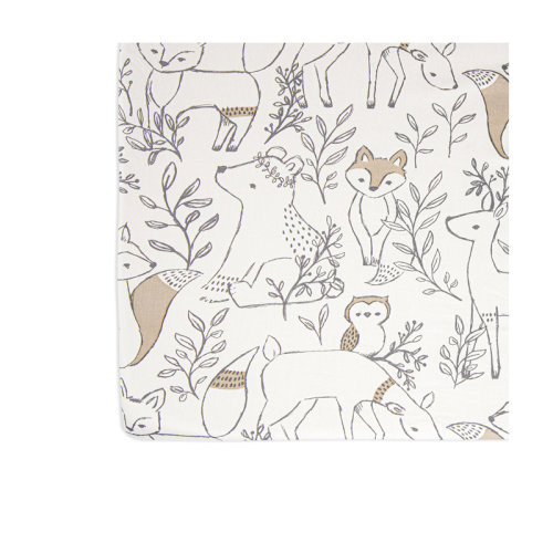 Crane Baby Ezra Woodland Animals Fitted Crib Sheet, 100% Cotton, Brown and White, Soft and Durable & Reviews | Wayfair