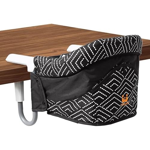 MTWML Portable High Chair for Table,Hook On High Chair that Attaches to Table,Space Saver Clip On Counter Seat for Baby,Easy Clean Baby Feeding Clamp Seat with Carry Bag for Travel(Stripe-Black)