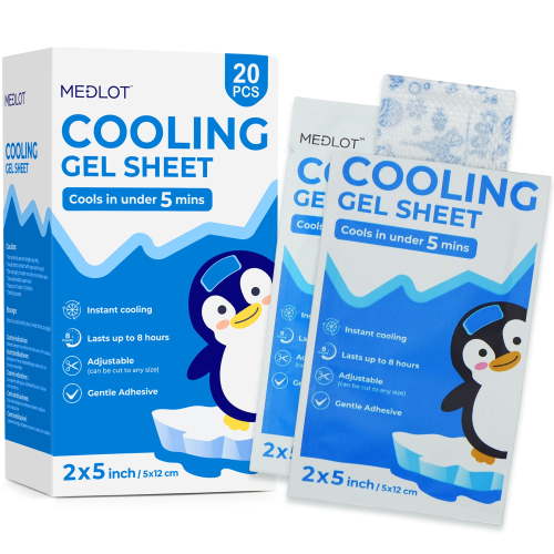 LotFancy Cooling Gel Sheets for Kids, Baby Fever Cooling Pad for Pain Relief, 20Count