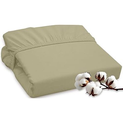 ROYALE LINENS 300 Thread Count 100% Long Staple Combed Cotton Fitted Sheet Twin - Super Soft Deep Pocket Bottom Sheet - Fitted Sheets Only - Elastic Sheets (Twin, Sage Green)