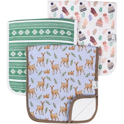 Copper Pearl Baby Burp Cloth Large 21''x10'' Size Premium Absorbent Triple Layer 3-Pack Gift Set Doe