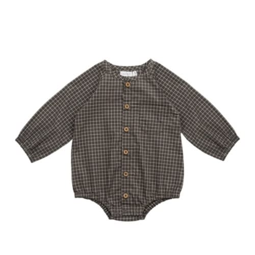 Organic Cotton Ellis Playsuit - Coffee Grid – Jamie Kay USA