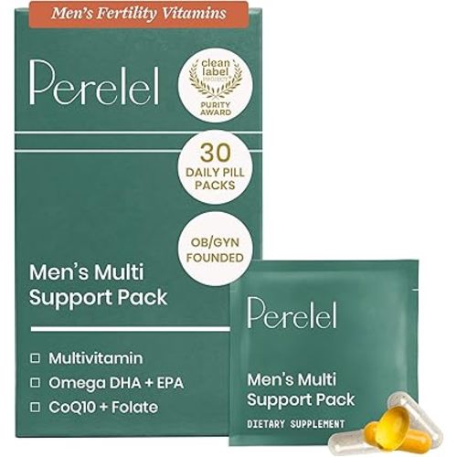 Perelel Men’s Multi Support Pack, Daily Multivitamin with Magnesium, Omega 3, CoQ10 & Folate, Nutritional Support for Men’s Wellness, Soy & Gluten Free, Non GMO, 30 Daily Pill Packs