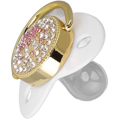 Baby Pacifier Symmetrical One Piece Design Nipple Shape Helps Promote Oral Development Ultra Light Soft Bling Silicone Newborn Pacifier for 6 to 18 Months Infant (White)