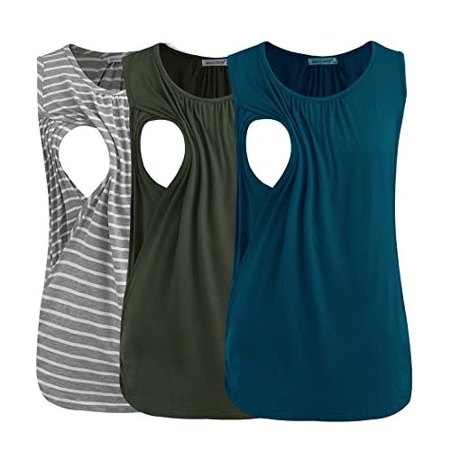 Smallshow Women's Maternity Nursing Tank Tops Breastfeeding Clothes 3-Pack