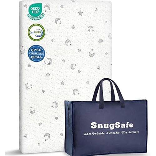 Pack and Play Mattress Pad (38"x26"x1.8"), Waterproof Pack n Play Mattress Pad with Anti-Slip Bottom, Portable Playpen Mattress with Carry Bag, 1.8" Thick