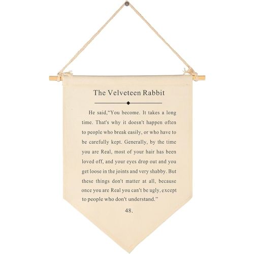 The Velveteen Rabbit-Hanging Wall Decor Gift for Baby Boys Girls Kids-Canvas Hanging Pennant Banner Wall Decor Gift for Nursery Classroom Baby Room Playroom Homeschool Reading Room Bedroom