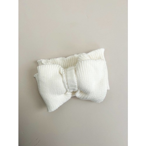 RIBBED KNIT OVERSIZED BOW | WHITE