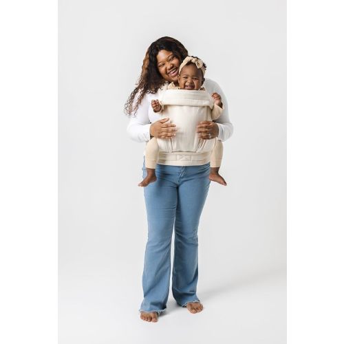 Mabē Monarch Ergonomic Baby Carrier – Premium Cotton Soft Structured Newborn to Toddler Carrier with Hip-Healthy Design, 3 Carry Positions (7-35lbs), Lightweight & Breathable, (Ivory)