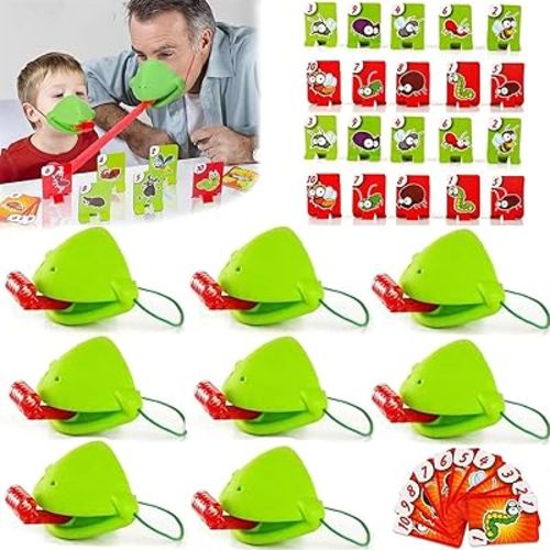 Frog Mask with Blow Tongue, Multiplayer Party Game (8Pcs Set)