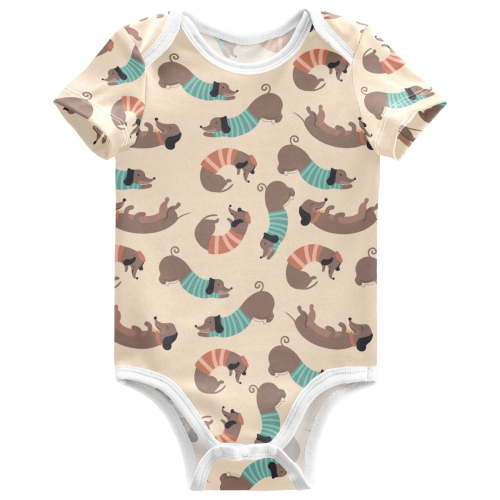 joogoo Cute Dachshund Pattern Baby Bodysuits Short Sleeve Cotton Onesies Clothes 6Months