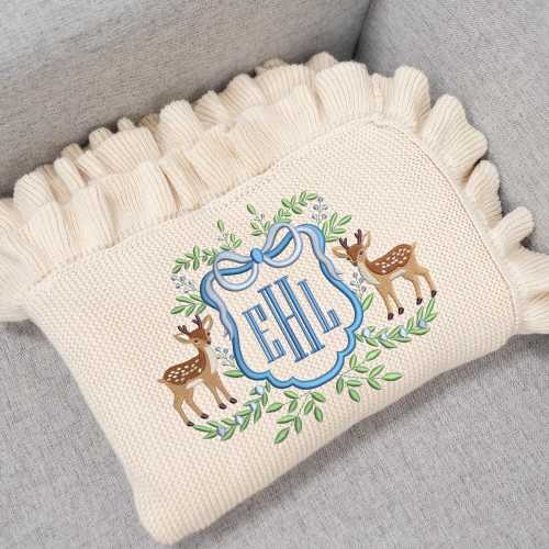 Deer Nursery Decor Hunting Baby Blanket, Deer Nursery, Custom Embroidered Baby Blanket, Personalized Baby Shower Gift, Monogram Baby Blanket