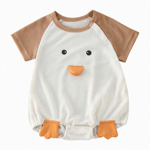 Hessimy Toddler Baby Boy Girl Waffle Romper Funny Bubble Oversized Romper Bodysuit Summer Onesie Clothes 3 6 12 18 Months(Brown
