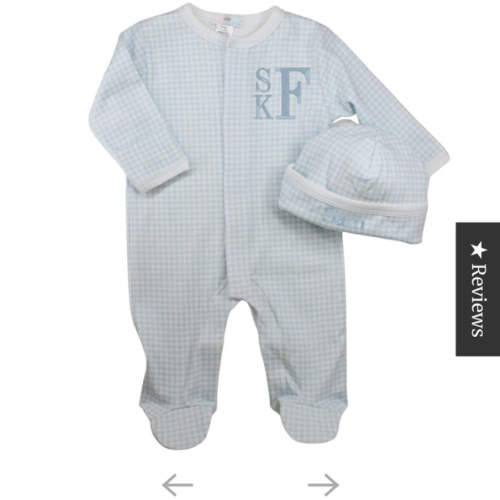 Baby Loren Boy Coming Home Footie Blue Gingham - Hiccups Children's Boutique