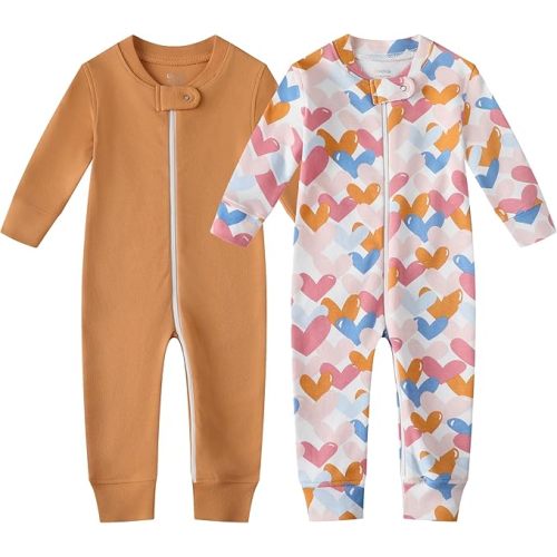 Owlivia Organic Cotton Baby Boy Girl Zip up Sleep 'N Play Pjs, Footless, Long Sleeve