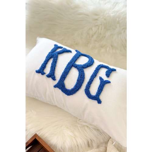 Monogram Pillow Cover with Punch Needle Embroidery, Personalized Wedding Gift for Couple, Custom Monogram Gift, Initial Pillow