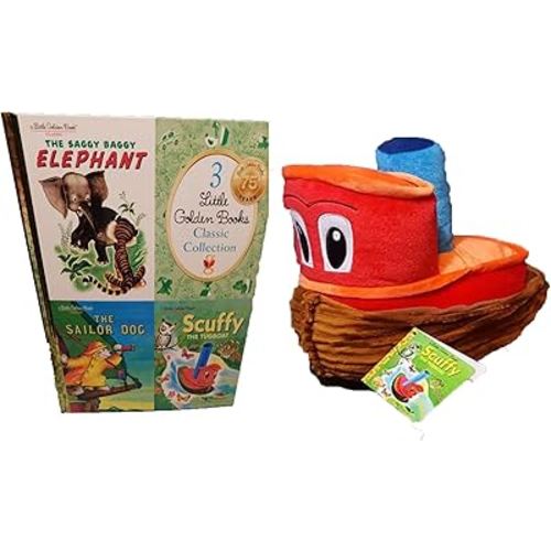Little Golden Books: Scuffy the Tugboat, The Saggy Baggy Elephant and The Sailor Dog with Scuffy the Tugboat Plush Toy