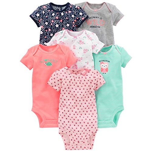 Simple Joys by Carter's Baby Girls' Short-Sleeve Bodysuit, Pack of 6