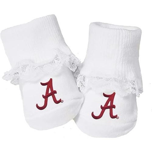 Alabama Crimson Tide Baby Toe Bootie Socks with Lace