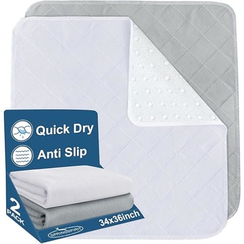 Bed Pads Washable Waterproof for Incontinence 2 Pack 34'' x 36''