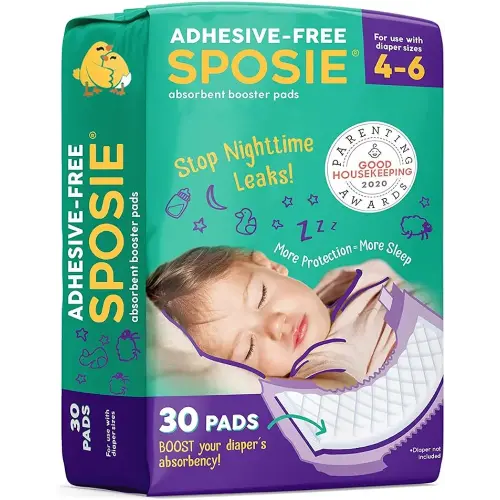 Sposie Diaper Booster Pads, Size 4-6, 30 Count - Hypoallergenic, Dermatologist and Pediatrician Tested, Fragrance, Latex, Chemical and Cruelty-Free, Made in USA