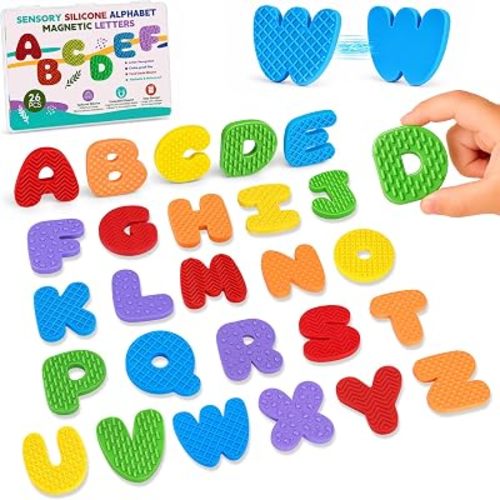 26 Alphabet Magnets, Silicone ABC Magnets for Whiteboard, Fridge