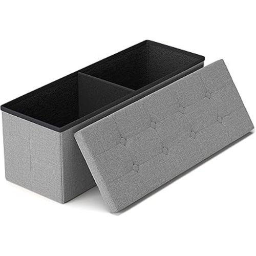 GLAXYFUR 43 Inches Folding Storage Ottoman Bench, Storage Chest, Footrest for Entryway, Living Room, Holds up to 660 lb, Light Grey