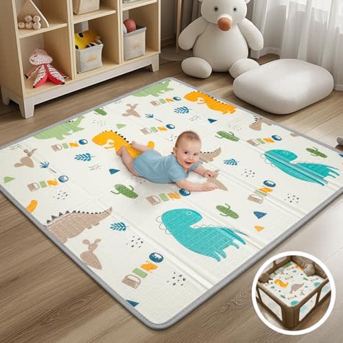 Foldable Baby Play Mat for Floor, Baby Floor Mat for Crawling, Reversible Waterproof & Non-Toxic Baby Foam Playmat, Baby Play Mat for Babies, Infants & Toddlers 6-12 Months