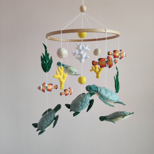Ocean baby mobile, Sea turtle mobile for nursery, Under the sea nursery decor, Costal crib mobile, Baby shower gift, New baby gift