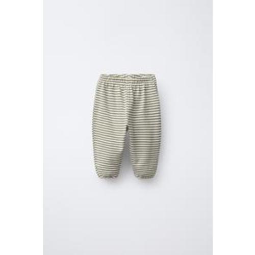 STRIPED JOGGER PANTS - Ecru / Khaki - Size 0-3 months