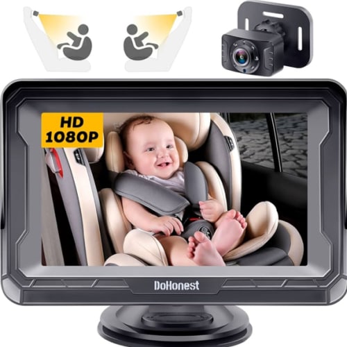 DoHonest Baby Car Camera HD 1080P - Rear-Facing Car Baby Monitor with Night Vision, Adjustable View Angle, Easy Setup, Anti-Glare Display, Safety for Kids & Infants