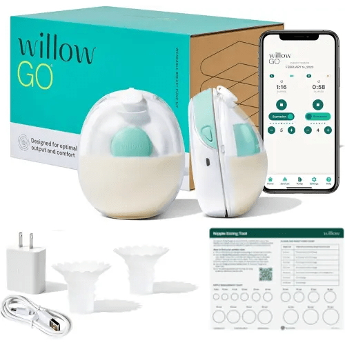 Willow Go - Hands Free Breast Pump - Wearable Breastfeeding Pump - Portable, Electric, Cordless, & 9 Levels of Hospital Grade Suction Strength - Postpartum Essentials - Double Breast Pump