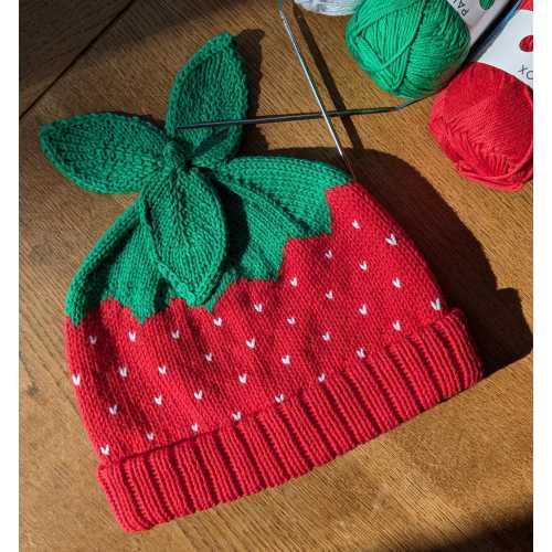 Hand Knit Cotton Strawberry Hat: Fun Family Matching Outfit