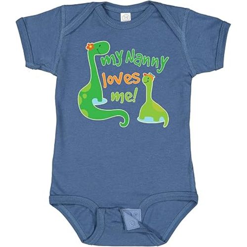 inktastic My Nanny Loves Me Grandson Dinosaur Baby Bodysuit