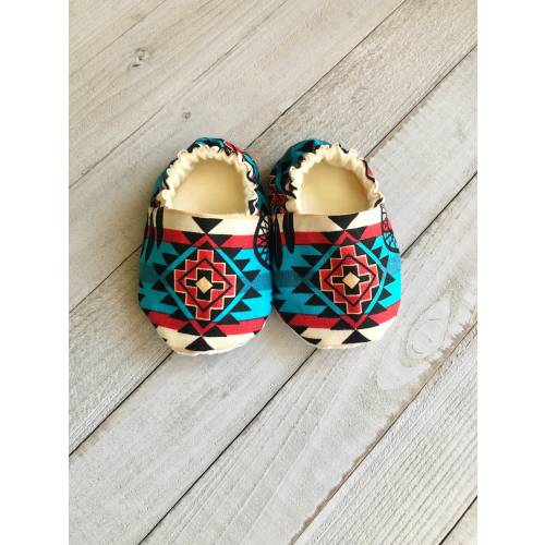 Aztec Baby Moccasins, Southwest Soft Sole Crib Shoes