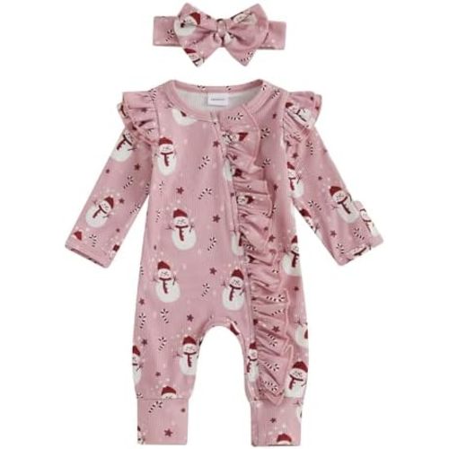 MoZiKQin Newborn Baby Girl Ruffle Romper Knit Sweater Onesie Jumpsuit Long Sleeve Zipper Romper Solid Fall Winter Outfits