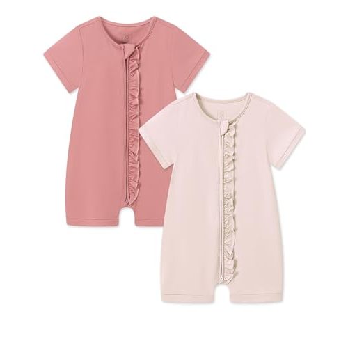 JunNeng Rayon Viscose from Bamboo Baby Zipper Romper,Soft Jumpsuit Short Sleeve One Piece Coverall for Boy Girl