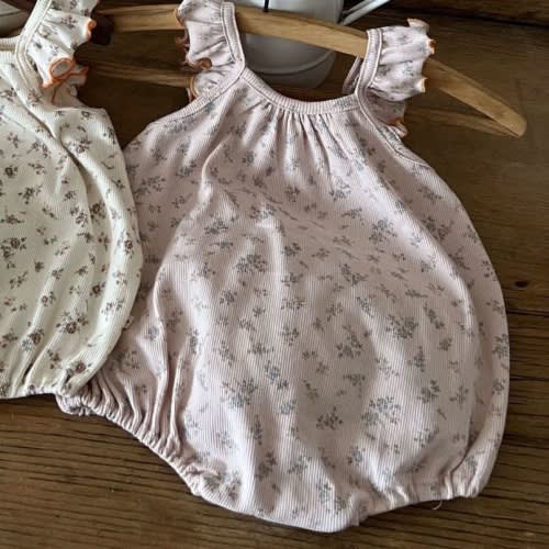 Baby Lala Ruffle Lettuce Edge Strap Tank Top Ribbed Romper (0-18m) - 2 Colors | AT NOON STORE