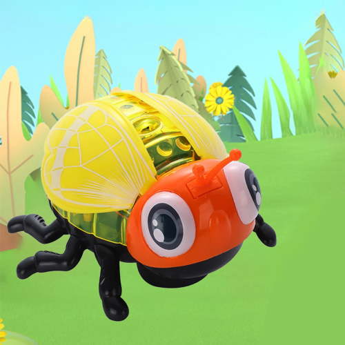 Interactive Crawling Insect Toy for Kids - Light Up Musical Bug Toy with Movement, Orange & Yellow Learning Crawl Toy - 15x13x10cm Educational Baby Toy (Batteries Not Included)