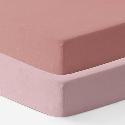 Dreamology Jersey Crib Sheets,2 Pack,Soft,Standard Crib Sheets,100% Cotton Crib Sheet,for Boy,Girl, Baby Mattress Sheets and Toddler Bed Sheets, 28x52 Crib Mattress Sheets | Rose,Dusty Pink