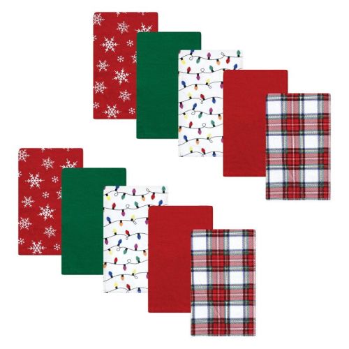 Hudson Baby Unisex Baby Cotton Flannel Burp Cloths, White Tartan, One Size