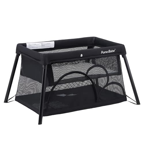 Pamo Babe Travel Pack and Play, Certified Baby Safe Travel Crib, Extra Large Portable Playpen with Mattress & Zipper Door, Portable Crib Lightweight Foldable Baby Travel Bed