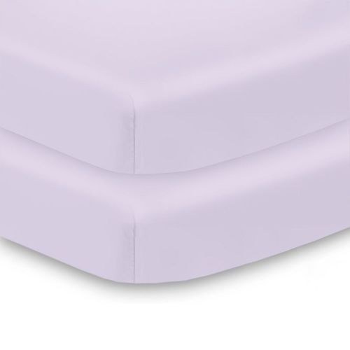 BreathableBaby All-in-One Fitted Sheet & Waterproof Cover, For 38" x 24" Mini Crib Mattress (2-Pack), Lavender