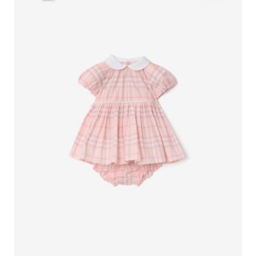 Check Cotton Dress with Bloomers in Ice pink - Children | Burberry® Official